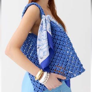 J.Crew Cadiz Hand-Knotted Rope Tote Bag NWT Brilliant Ocean Blue